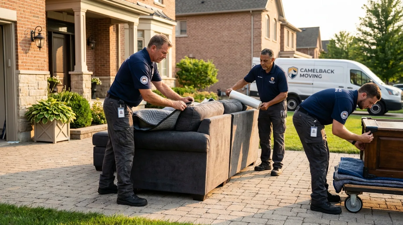 Large estate moving crew wrapping furniture in Cardington, OH
