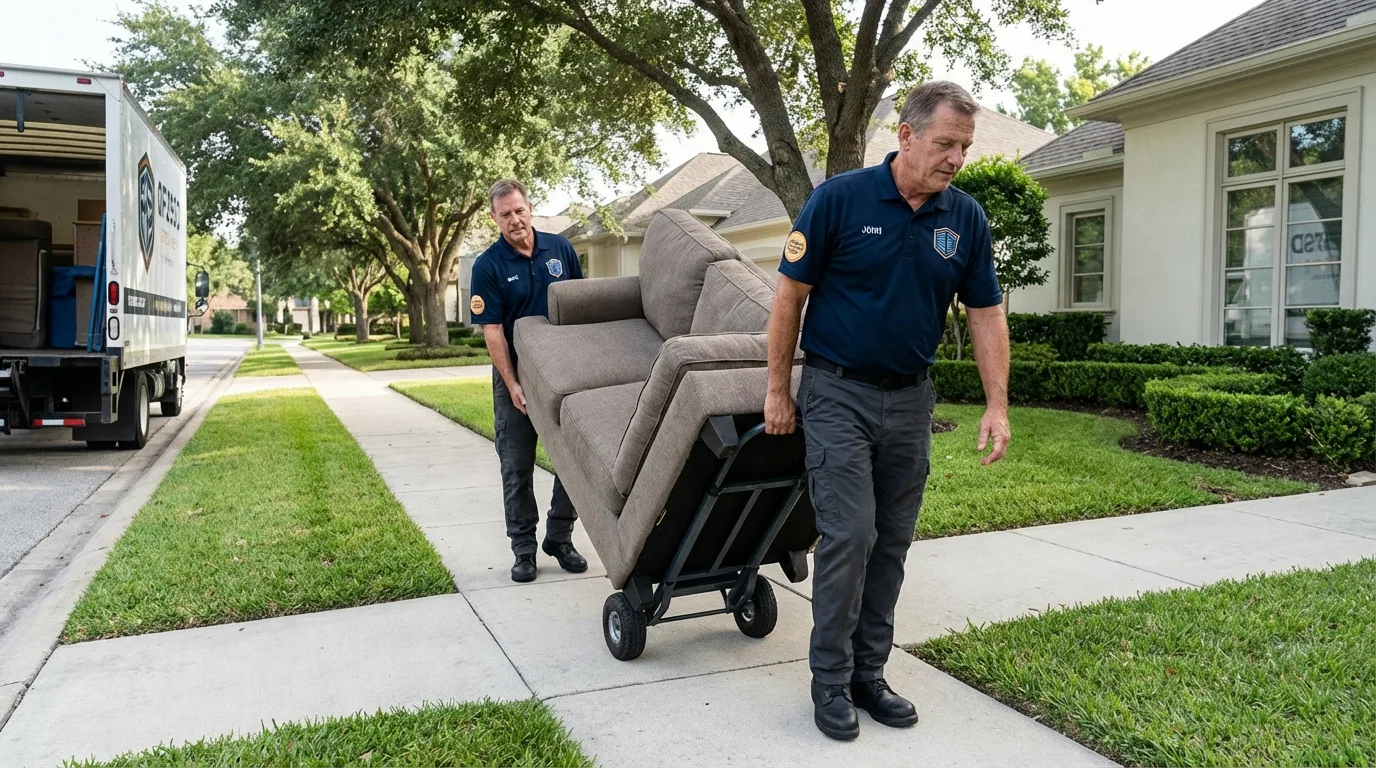 Local residential moving crew loading furniture in Cardington, OH